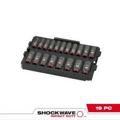 Milwaukee 49-66-6816 SHOCKWAVE 3/8” Impact Duty Socket MM TRAY Set - 19 PC Tools & Equipment