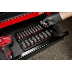 Milwaukee 49-66-6816 SHOCKWAVE 3/8” Impact Duty Socket MM TRAY Set - 19 PC Tools & Equipment