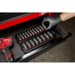 Milwaukee 49-66-6816 SHOCKWAVE 3/8” Impact Duty Socket MM TRAY Set - 19 PC Tools & Equipment