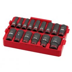 Tools & Equipment Milwaukee 49-66-6817 SHOCKWAVE 1/2" Impact Duty Socket SAE TRAY Set - 15 PC