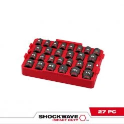 Milwaukee 49-66-6819 SHOCKWAVE 1/2” Impact Duty Socket SAE TRAY Set - 27 PC