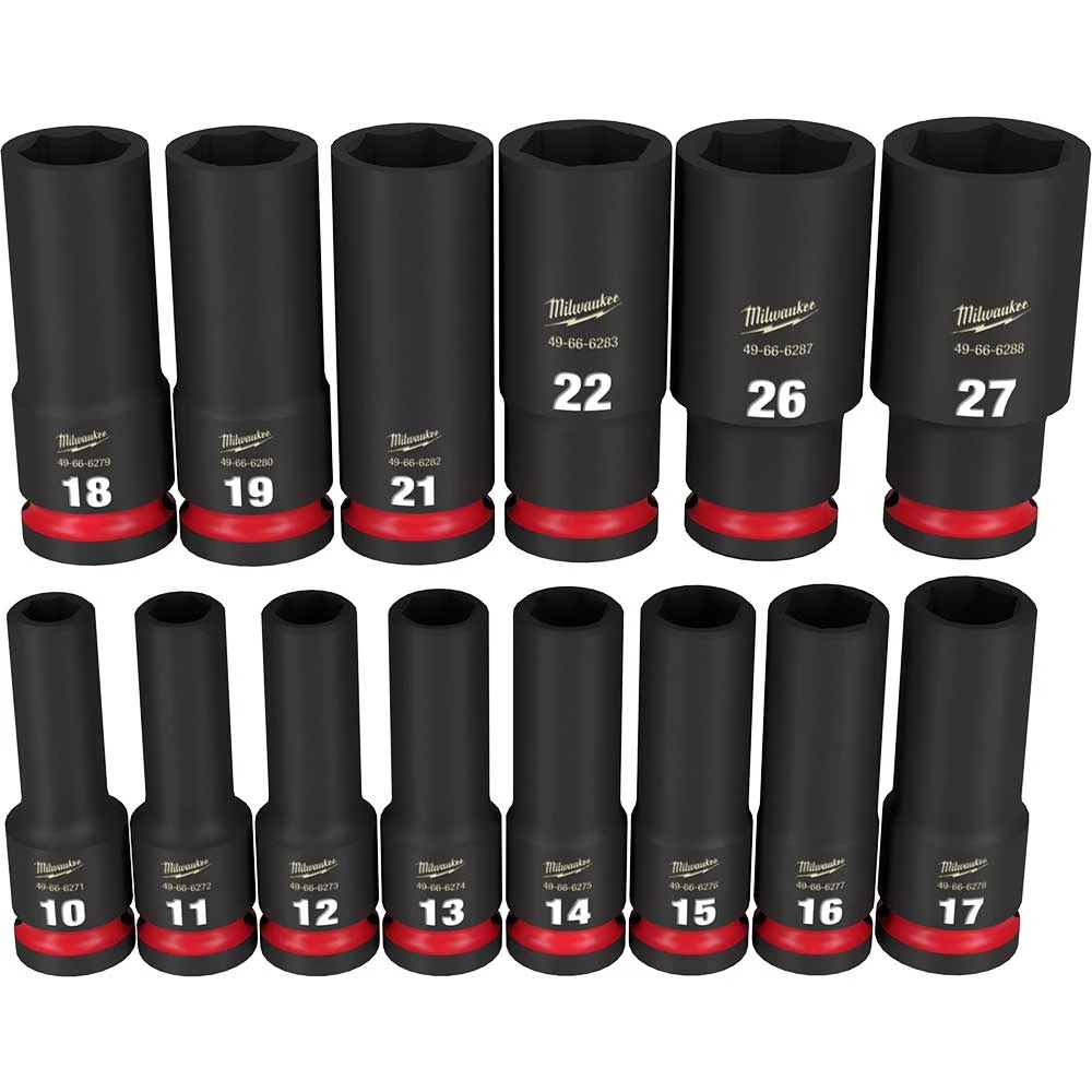 Milwaukee 49-66-7014 SHOCKWAVE 1/2" Impact Duty Metric Deep Socket Set - 14 PC 5 Milwaukee 49-66-7014 SHOCKWAVE 1/2" Impact Duty Metric Deep Socket Set - 14 PC