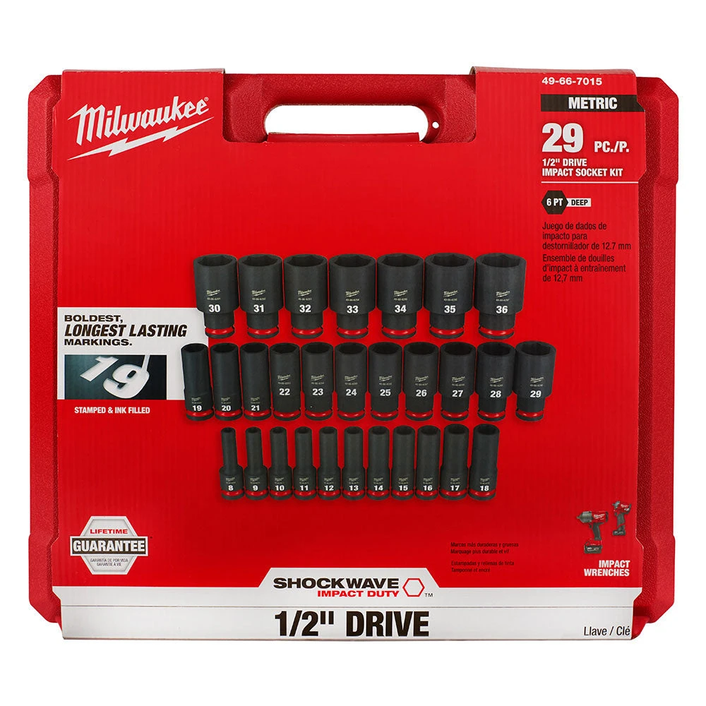 Milwaukee 49-66-7015 SHOCKWAVE 1/2" Drive Metric 6 Point Impact Socket Set - 29PC | Automotive & Hand Tools 8 Milwaukee 49-66-7015 SHOCKWAVE 1/2" Drive Metric 6 Point Impact Socket Set -29PC Tools & Equipment
