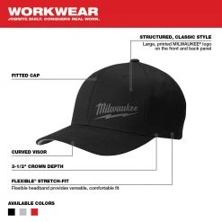 Milwaukee 504B-SM Small/Medium Black Fitted Hat