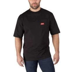 Tools & Equipment Milwaukee 601B-L Heavy Duty Pocket T-Shirt Short Sleeve Black - Large