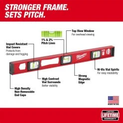 Tools & Equipment Milwaukee MLIBM24 24" Heavy Duty Frame All Metal Magnetic I-Beam Level 11 Tools & Equipment Milwaukee MLIBM24 24