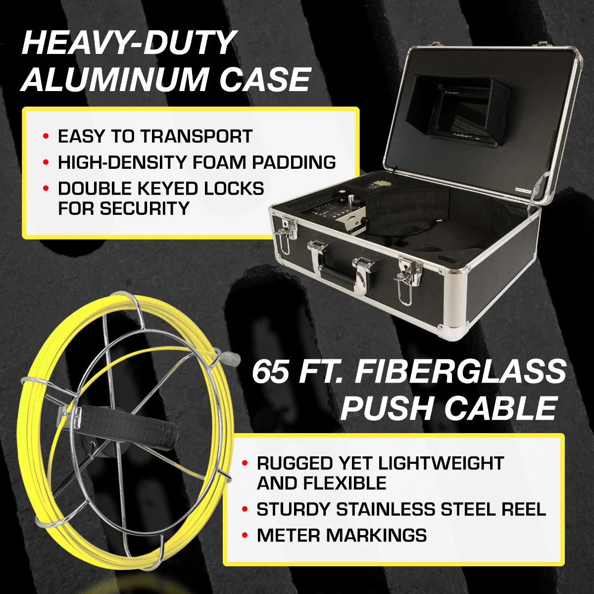 Video Snake SWJ-3188DT 65' Pipe Inspection Color LED Camera with Transmitter - Professional Diagnostic Tool 8 Video Snake SWJ-3188DT 65' Pipe Inspection Color LED Camera W/ Transmitter