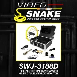 Video Snake SWJ-3188D 65' Pipe Wall Sewer Inspection Color LED Camera System Tools & Equipment
