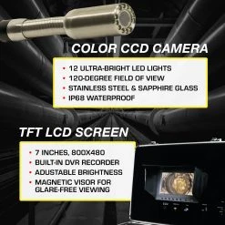 Video Snake SWJ-3188D 65' Pipe Wall Sewer Inspection Color LED Camera System Tools & Equipment