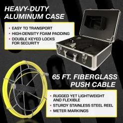 Video Snake SWJ-3188D 65' Pipe Wall Sewer Inspection Color LED Camera System Tools & Equipment