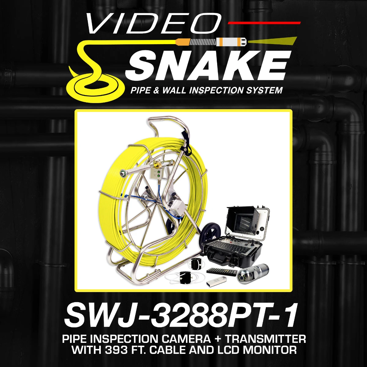 Video Snake 3288PT-1 393' Pipe 360 Degree Inspection Camera with Joystick - Professional Plumbing & Electrician Tool 4 Video Snake 3288PT-1 393' Pipe 360 Degree Inspection Camera W/ Joystick