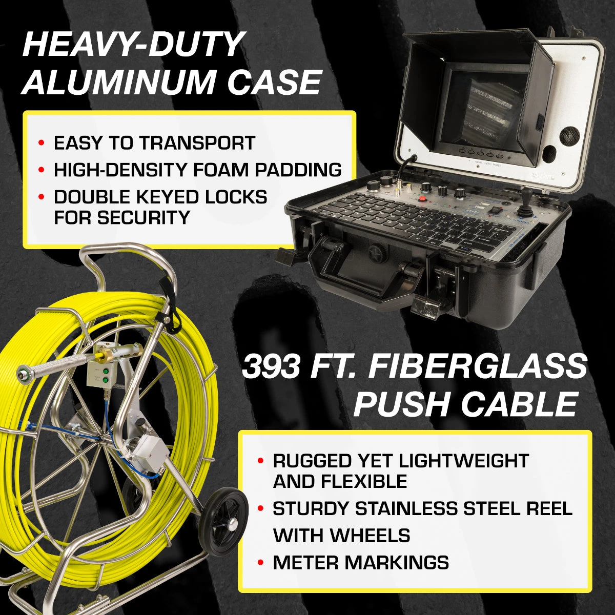 Video Snake 3288PT-1 393' Pipe 360 Degree Inspection Camera with Joystick - Professional Plumbing & Electrician Tool 8 Video Snake 3288PT-1 393' Pipe 360 Degree Inspection Camera W/ Joystick