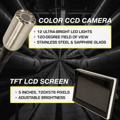 Video Snake SWJ-TS1308 90-inch Telescoping Inspection LED Camera System for Electricians & Plumbers 14 Video Snake SWJ-TS1308 90-inch Telescoping Inspection LED Camera System