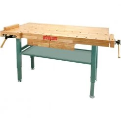 Grizzly T10157 Heavy-Duty Oak Workbench With Steel Legs Tools & Equipment