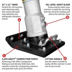 Tomahawk Power JX60H 3 HP Vibratory Rammer Tamper With Honda GX100 Engine 3350 Lbs/ft