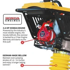 Tomahawk Power TR68H 3.6 HP GXR120 Honda Vibratory Rammer Jumping Jack Tamper Tools & Equipment