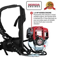Tools & Equipment Tomahawk Power TVIBH+TVW10-P 1.6 HP Honda Concrete Vibrator W/ 10' Whip Backpack
