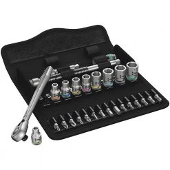 Wera 05004018001 8100 SA 8 Zyklop 1/4" Metal Metric Ratchet Set - 28 PC
