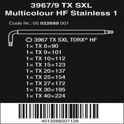 Wera 05022689001 3967/9 TX SXL Multicolour HF Stainless L-Key Set - 9 PC Tools & Equipment