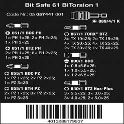 Wera 05057441001 Bit-Safe BiTorsion Bit Set W/ Color Coding - 61 PC Tools & Equipment