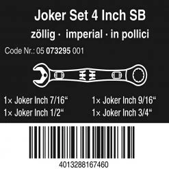 Wera 05073295001 6000 Joker Imperial Ratcheting Combination Wrenches Set - 4 PC Tools & Equipment