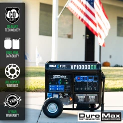 Dual Fuel Generators DuroMax XP10000DX 10,000 Watt Dual Fuel Gas Propane Portable Generator W/ CO Alert