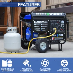 DuroMax XP10000EH 10,000 Watt Portable Dual Fuel Gas Propane Generator