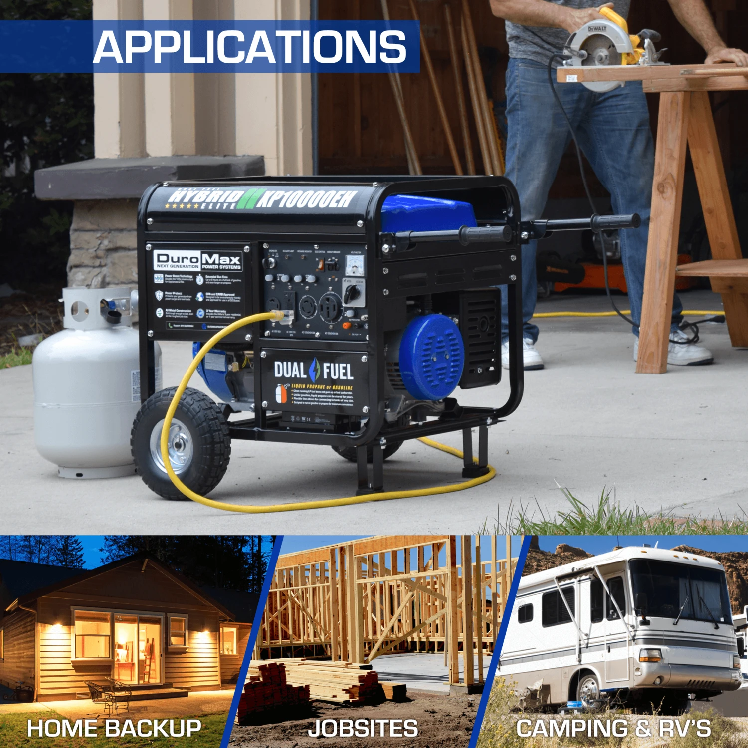 DuroMax XP10000EH 10,000 Watt Portable Dual Fuel Gas Propane Generator – Reliable Home & Jobsite Power 7 DuroMax XP10000EH 10,000 Watt Portable Dual Fuel Gas Propane Generator