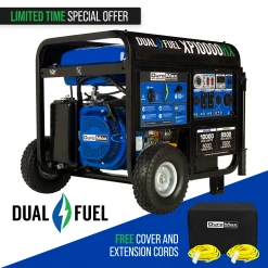 Dual Fuel Generators DuroMax XP10000HX 10,000 Watt Portable Dual Fuel Gas Propane CO Alert Generator