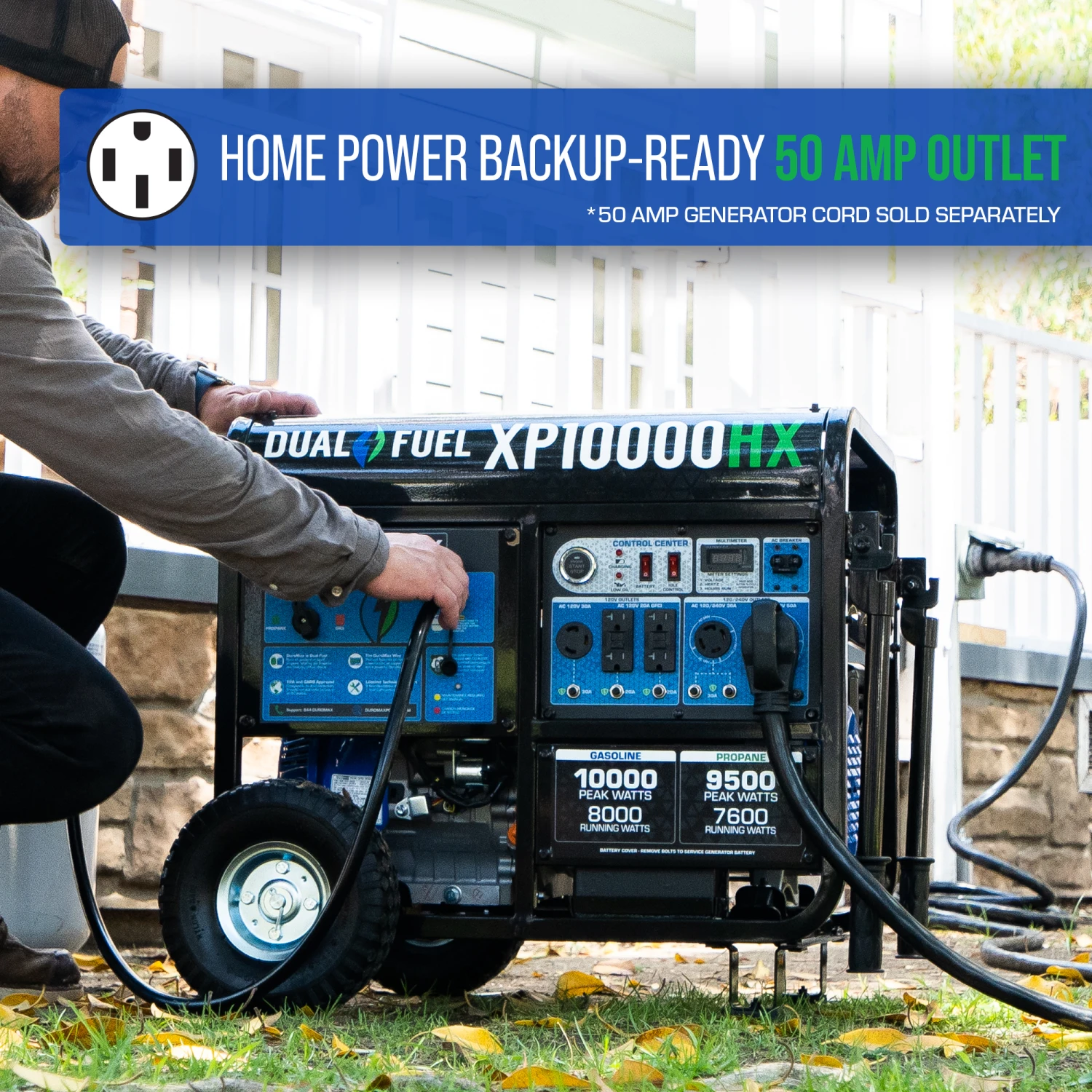 DuroMax XP10000HX 10,000 Watt Portable Dual Fuel Generator - Gas & Propane - CO Alert Technology 9 Dual Fuel Generators DuroMax XP10000HX 10,000 Watt Portable Dual Fuel Gas Propane CO Alert Generator