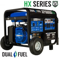 Dual Fuel Generators DuroMax XP10000HX 10,000 Watt Portable Dual Fuel Gas Propane CO Alert Generator