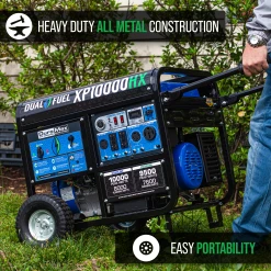 DuroMax XP10000HX 10,000 Watt Portable Dual Fuel Generator - Gas & Propane - CO Alert Technology 29 Dual Fuel Generators DuroMax XP10000HX 10,000 Watt Portable Dual Fuel Gas Propane CO Alert Generator