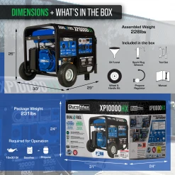 DuroMax XP10000HX 10,000 Watt Portable Dual Fuel Generator - Gas & Propane - CO Alert Technology 30 Dual Fuel Generators DuroMax XP10000HX 10,000 Watt Portable Dual Fuel Gas Propane CO Alert Generator