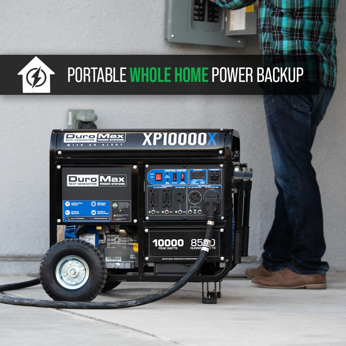 DuroMax XP10000X 10,000 Watt Gasoline Portable Generator with CO Alert - Reliable Home Backup & Jobsite Power 8 DuroMax XP10000X 10,000 Watt Gasoline Portable Generator W/ CO Alert Gasoline Generators