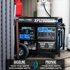 Dual Fuel Generators DuroMax XP12000DX 12,000 Watt Dual Fuel Gas Propane Portable Generator W/ CO Alert