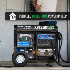 Dual Fuel Generators DuroMax XP12000DX 12,000 Watt Dual Fuel Gas Propane Portable Generator W/ CO Alert