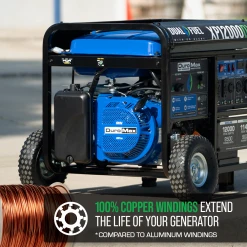 Dual Fuel Generators DuroMax XP12000DX 12,000 Watt Dual Fuel Gas Propane Portable Generator W/ CO Alert