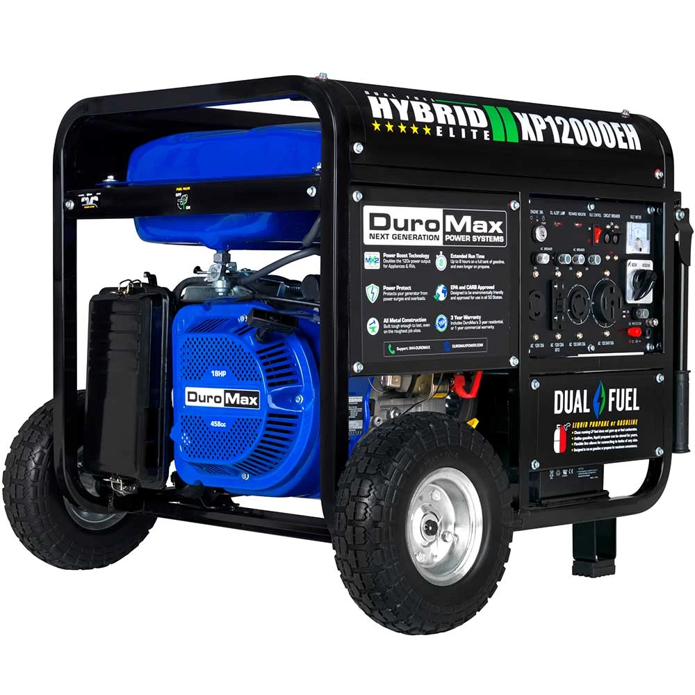DuroMax XP12000EH 12,000-Watt Portable Dual Fuel Generator - Gas & Propane Powered - Home & Jobsite Backup 3 DuroMax XP12000EH 12,000 Watt Portable Dual Fuel Gas Propane Generator Dual Fuel Generators
