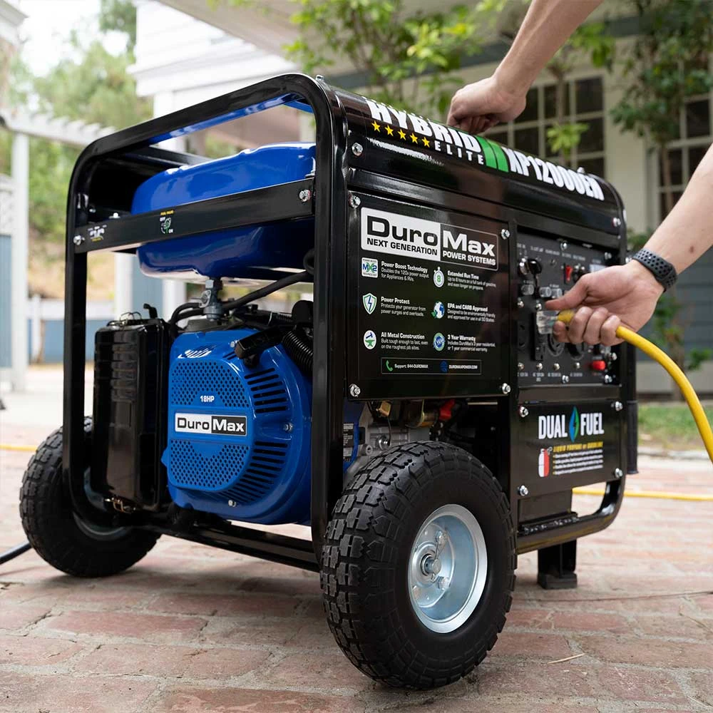 DuroMax XP12000EH 12,000-Watt Portable Dual Fuel Generator - Gas & Propane Powered - Home & Jobsite Backup 12 DuroMax XP12000EH 12,000 Watt Portable Dual Fuel Gas Propane Generator Dual Fuel Generators