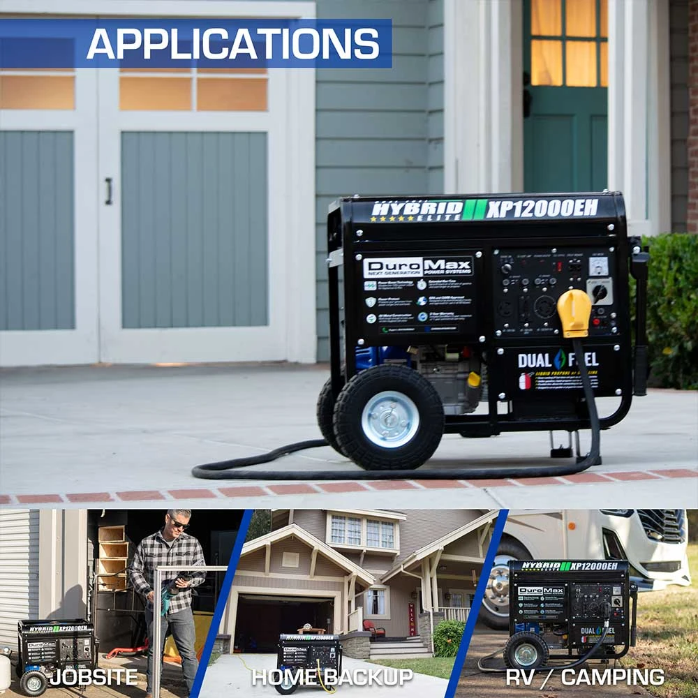 DuroMax XP12000EH 12,000-Watt Portable Dual Fuel Generator - Gas & Propane Powered - Home & Jobsite Backup 7 DuroMax XP12000EH 12,000 Watt Portable Dual Fuel Gas Propane Generator Dual Fuel Generators