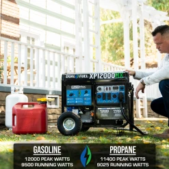 DuroMax XP12000HX 12,000 Watt Portable Dual Fuel Gas Propane Generator with CO Alert 23 Gasoline Generators DuroMax XP12000HX 12,000 Watt Portable Dual Fuel Gas Propane CO Alert Generator