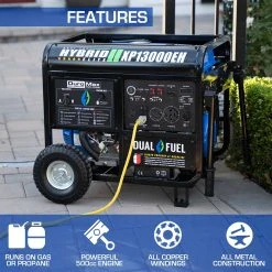 Dual Fuel Generators DuroMax XP13000EH 13,000 Watt Portable Dual Fuel Gas Propane Generator