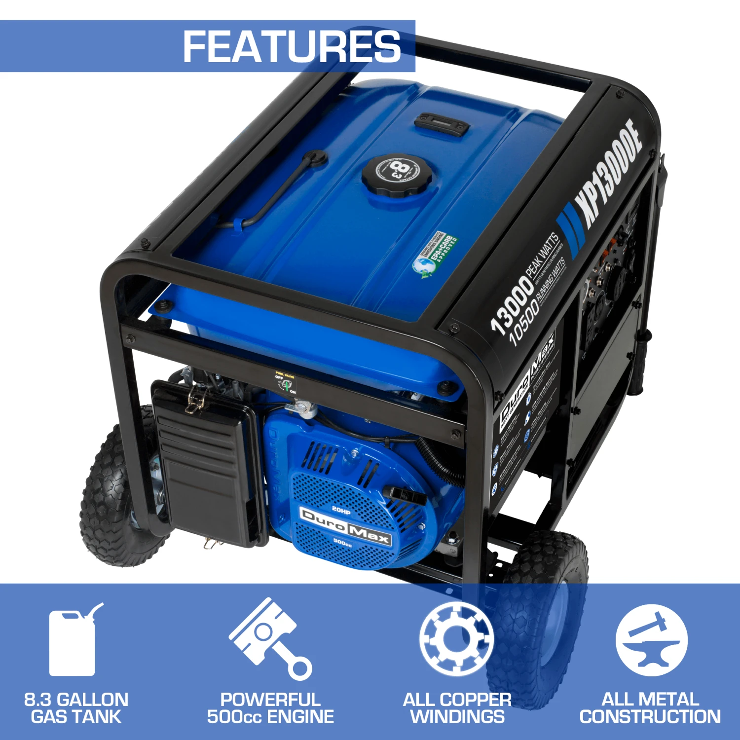 DuroMax XP13000E 13,000 Watt Portable Gas Powered Generator - Reliable Home Backup & Jobsite Power Solution 4 DuroMax XP13000E 13,000 Watt Portable Gas Powered Generator Gasoline Generators