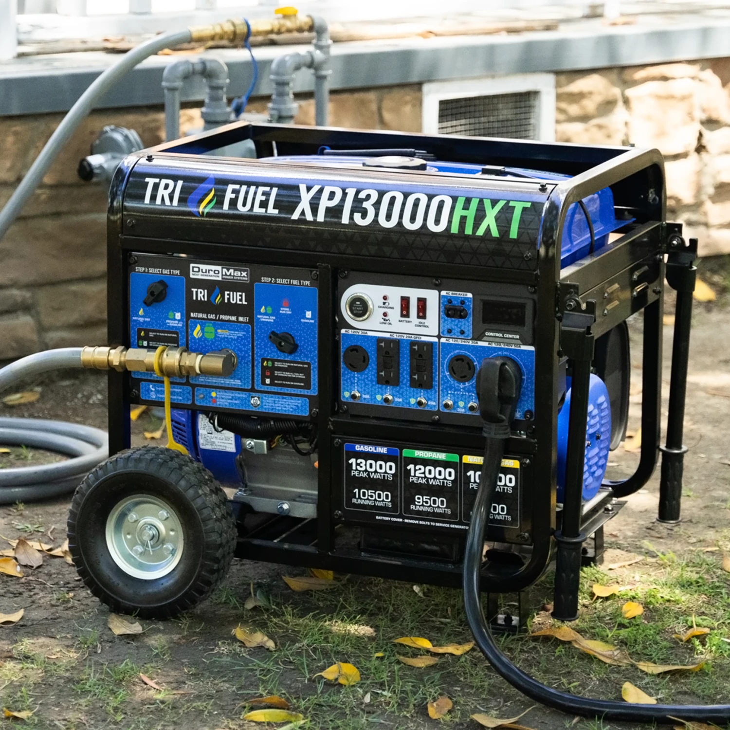 DuroMax XP13000HXT 13,000 Watt Tri-Fuel Portable Generator with CO Alert & Electric Start 14 Gasoline Generators DuroMax XP13000HXT 13,000 Watt Electric Start Tri-Fuel Portable Generator W/ CO Alert