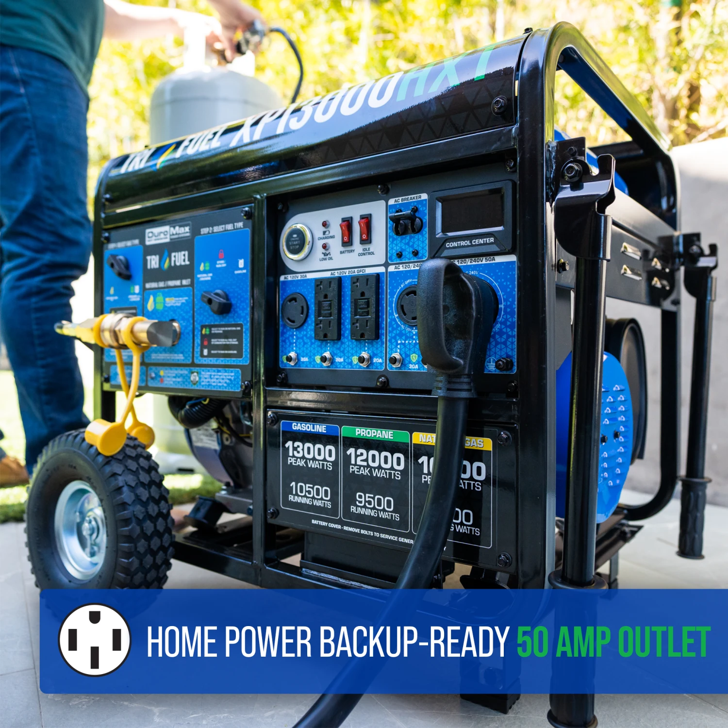 DuroMax XP13000HXT 13,000 Watt Tri-Fuel Portable Generator with CO Alert & Electric Start 8 Gasoline Generators DuroMax XP13000HXT 13,000 Watt Electric Start Tri-Fuel Portable Generator W/ CO Alert