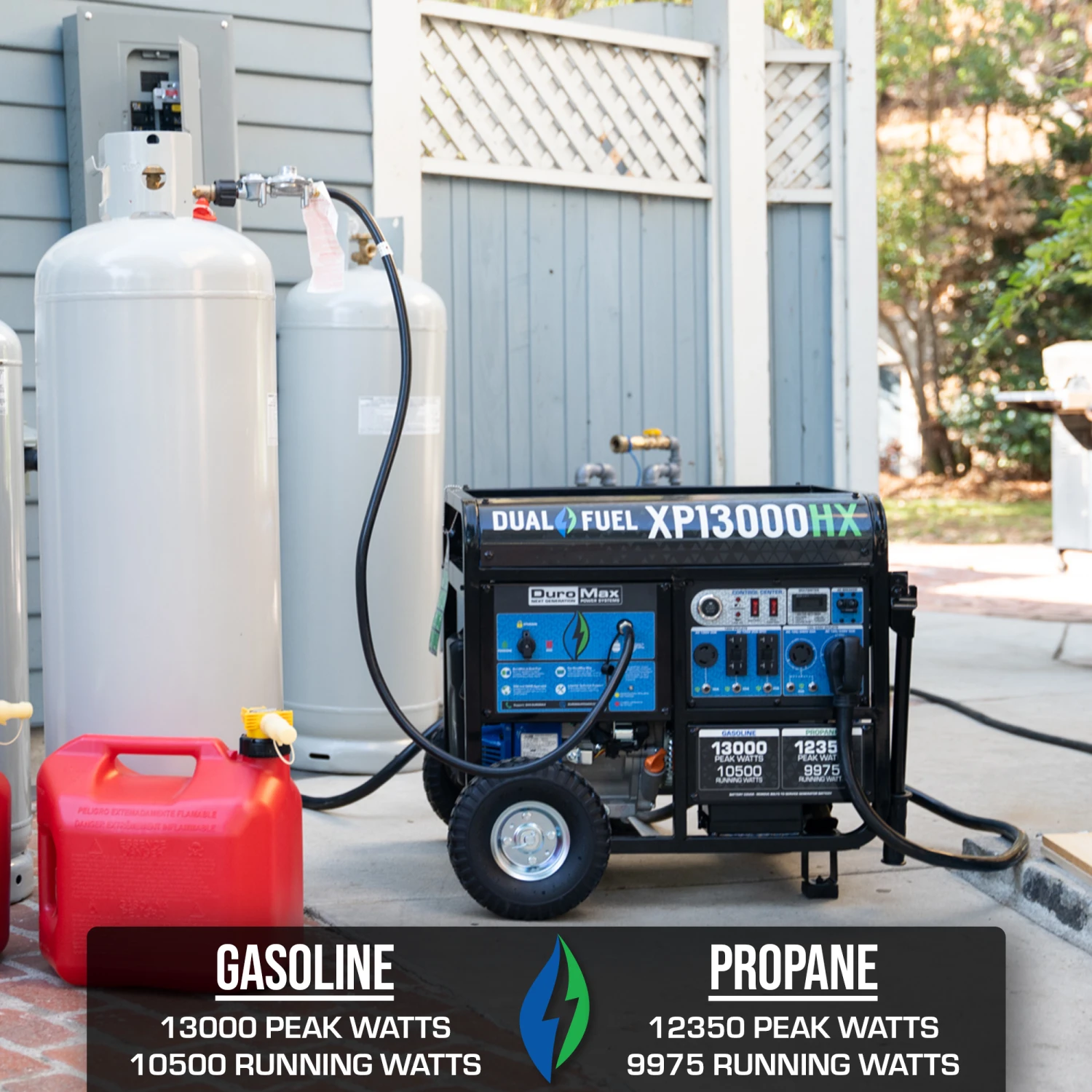 DuroMax XP13000HX 13,000 Watt Dual Fuel Portable Generator - Gas & Propane Powered with CO Alert Technology 7 DuroMax XP13000HX 13,000 Watt Portable Dual Fuel Gas Propane CO Alert Generator Gasoline Generators