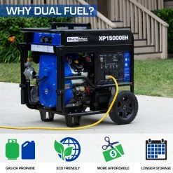 Dual Fuel Generators DuroMax XP15000EH 15,000 Watt Portable Dual Fuel Gas Propane Generator