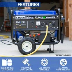 Dual Fuel Generators DuroMax XP4400EH 4,400 Watt Portable Dual Fuel Gas Propane Generator