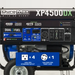 DuroMax XP4500DX 4,500 Watt Dual Fuel Gas Propane Portable Generator W/ CO Alert Dual Fuel Generators
