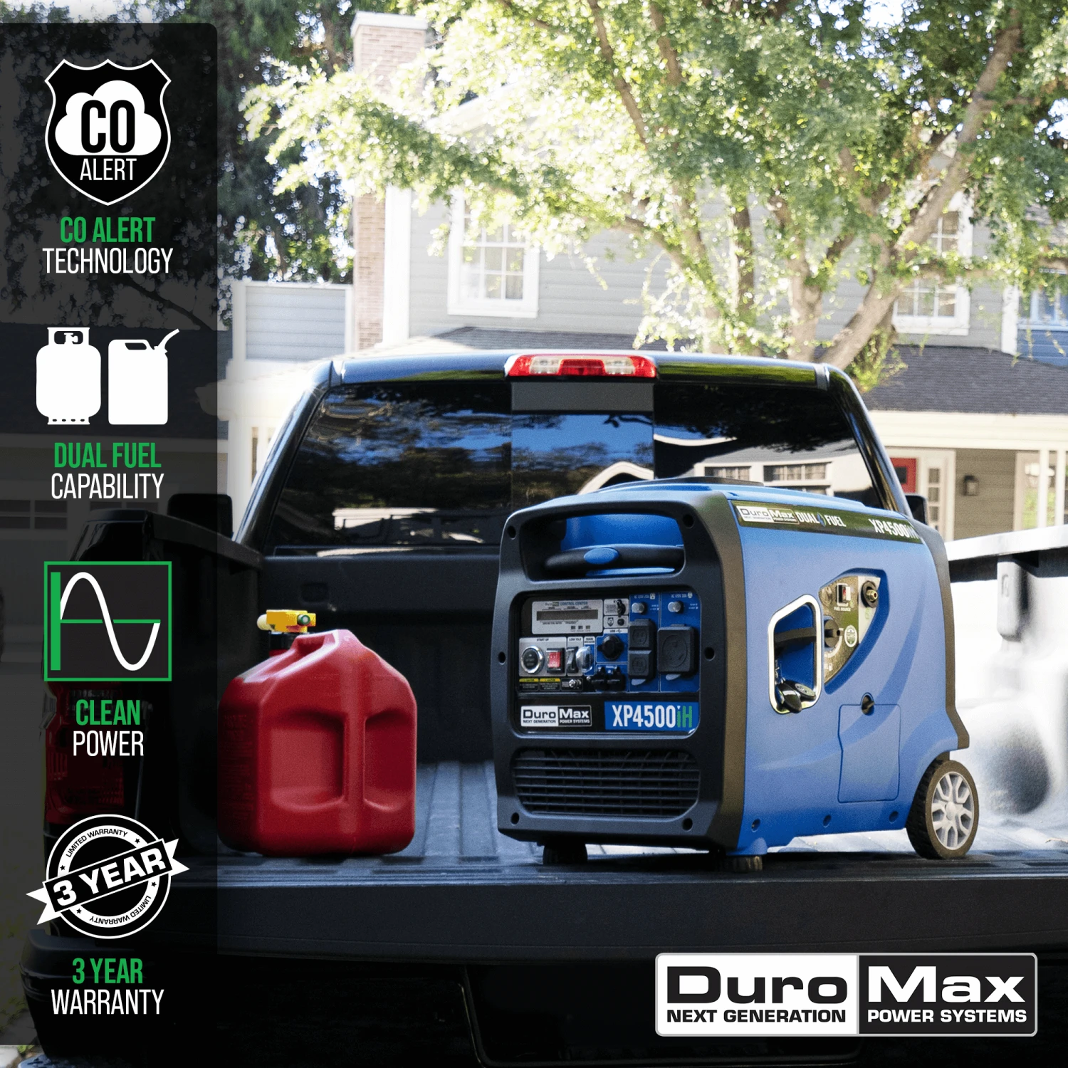 DuroMax XP4500iH 4500-Watt Portable Dual Fuel Inverter Generator with CO Alert - Reliable Power for Home, Jobsite & Recreation 4 DuroMax XP4500iH 4,500 Watt Portable Dual Fuel Inverter Generator W/ CO Alert Dual Fuel Generators
